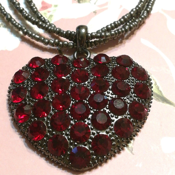 Erica Lyons Jewelry - ERICA LYONS RUBY RED SWAROVSKI HEART NECKLACE**NWT